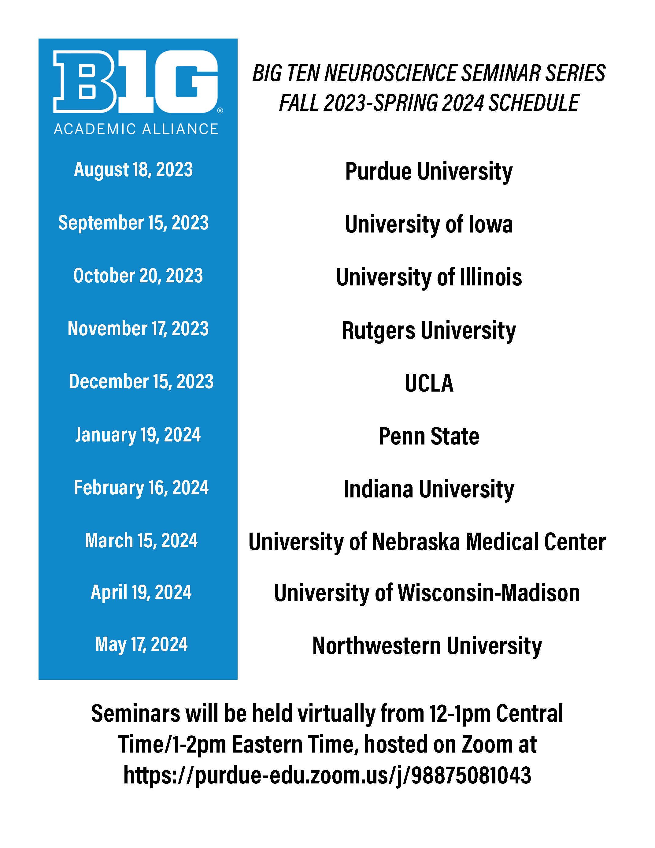 Big Ten Neuroscience Seminar Series: Indiana University | Michigan